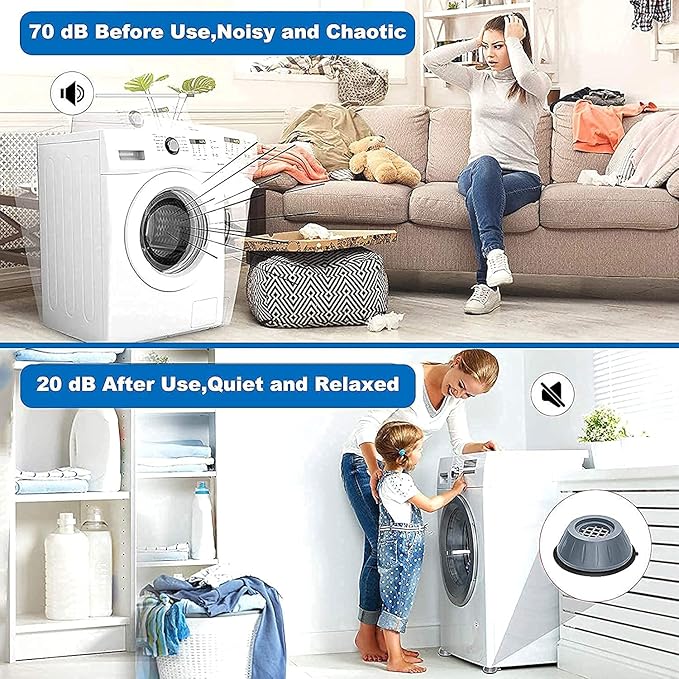 Anti-Vibration Pads for Washing Machine & Furniture (4 Pcs)